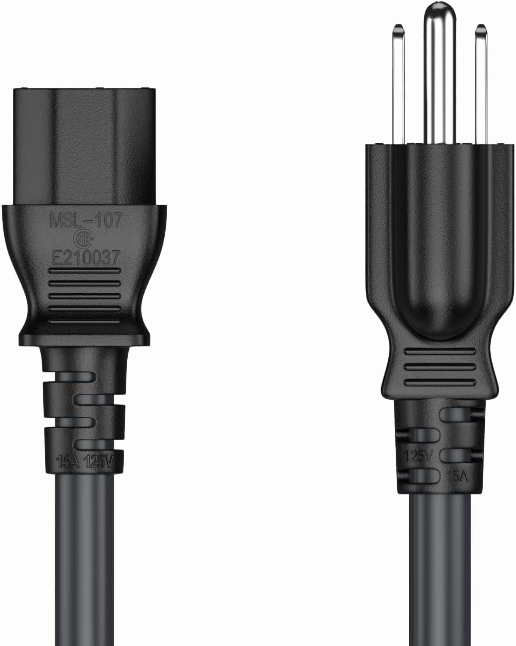 LujingZ Cable Leader 15ft 14AWG Computer Power Cord, NEMA 5-15P to IEC C13 AC Power Cable, Heavy Duty 3-Prong Replacement Power Cord for PC, Monitor, Printer, Server & TV - Black