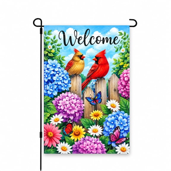 Welcome Garden Flag 12x18 Inch with Colorful Birds, Butterflies, and Flowers Design for Patio, Porch, or Yard Outdoor Decor – Vibrant Spring Theme