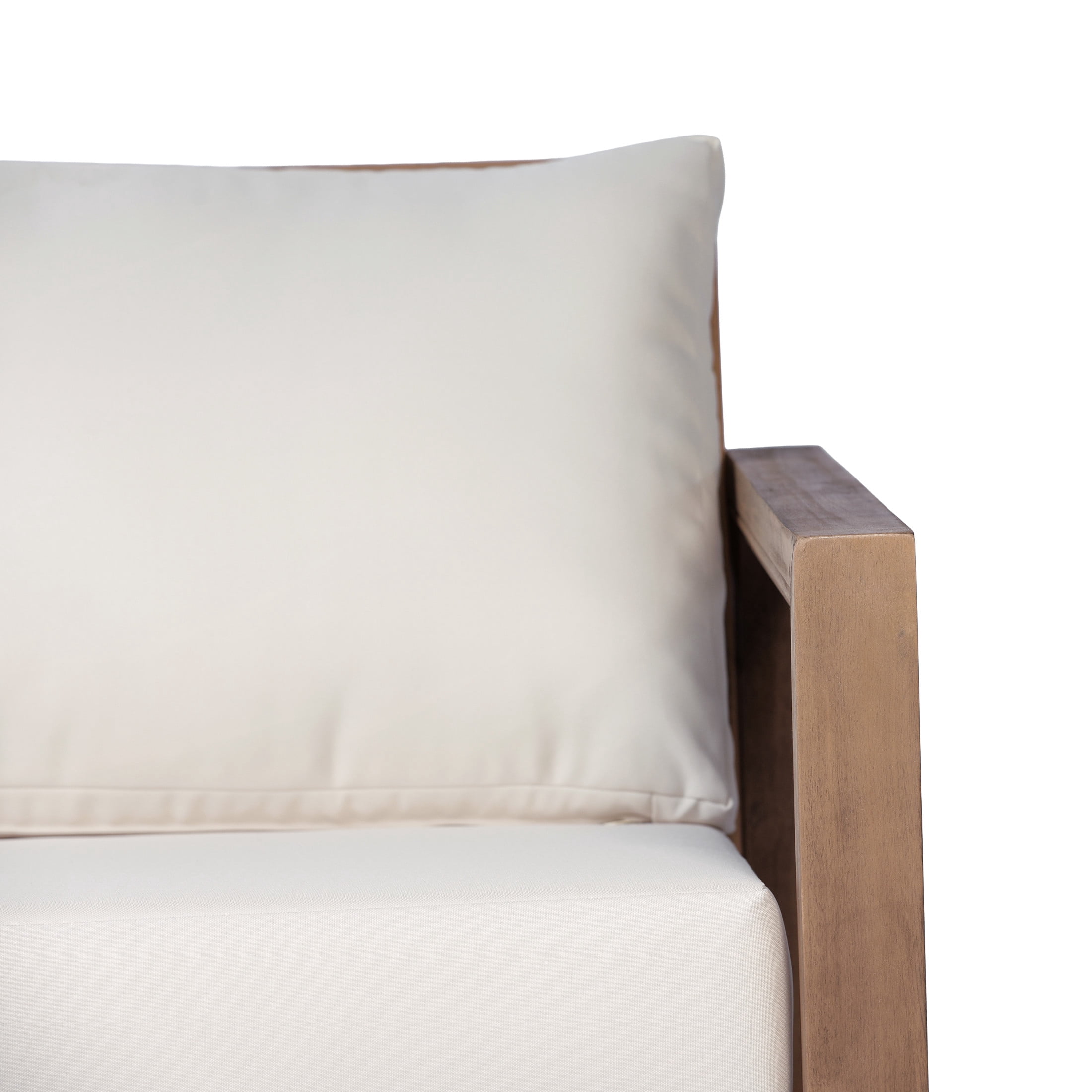 Christopher Knight Home Westchester Outdoor 3 Seater Sofa, Wood Frame with Cushions, Brown+Beige