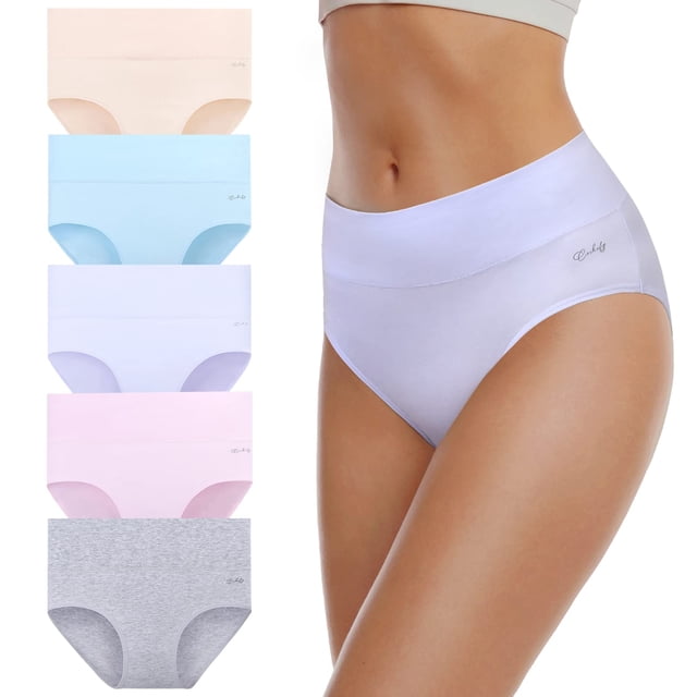 Ropa interior de algodón de cintura alta para mujer, paquete de 5 unidades, coskefy