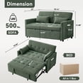 thumbnail image 2 of 3-in-1 Sleeper Sofa with Pull Out Bed,Loveseat Sofa Bed,Modern 2 Seater Convertible Small Couch with Pockets and USB for Living Room Bedroom Apartment (Green, Corduroy), 2 of 8