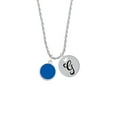 thumbnail image 2 of Delight Jewelry Silvertone Small Royal Blue Enamel Disc Silvertone Script Initial Disc - G - Charm Necklace, 20"+3", 2 of 4