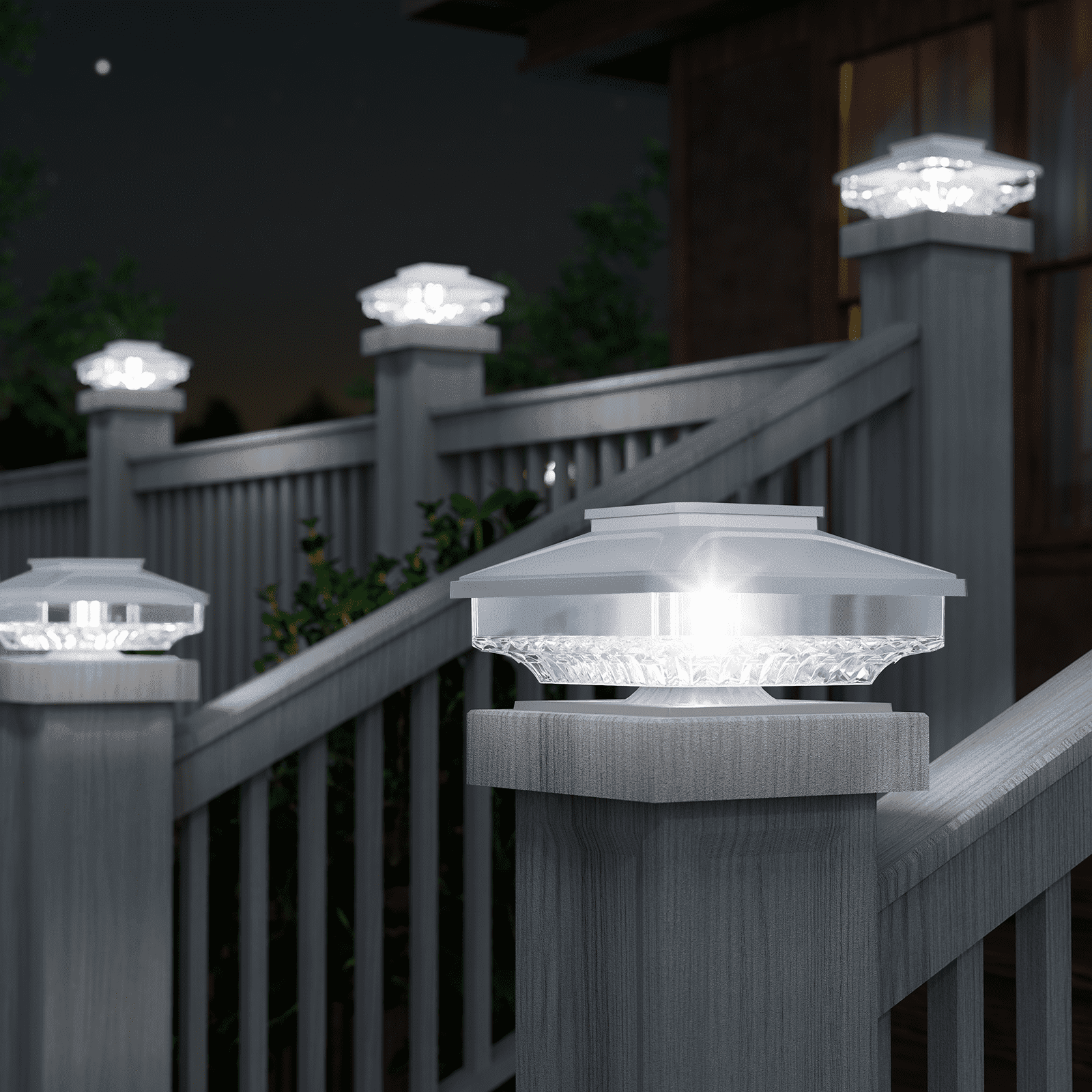 BITPOTT 6 Pack Solar Landscape Post Lights Modern LED Cool White Waterproof IP65 3-in-1 for 4x4 5x5 6x6 Posts