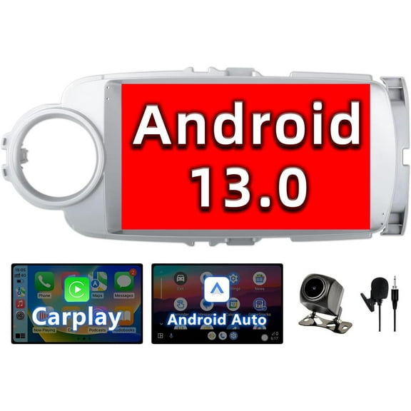 BINIZE Android 13 Car Stereo Radio Compatible with Toyota Yaris 2012 2013 2014 2015 2016 2017 Wireless Carplay&Android Auto, 9 Inch Touchscreen Bluetooth GPS Navigation, WiFi, FM Radio,Mirror Link