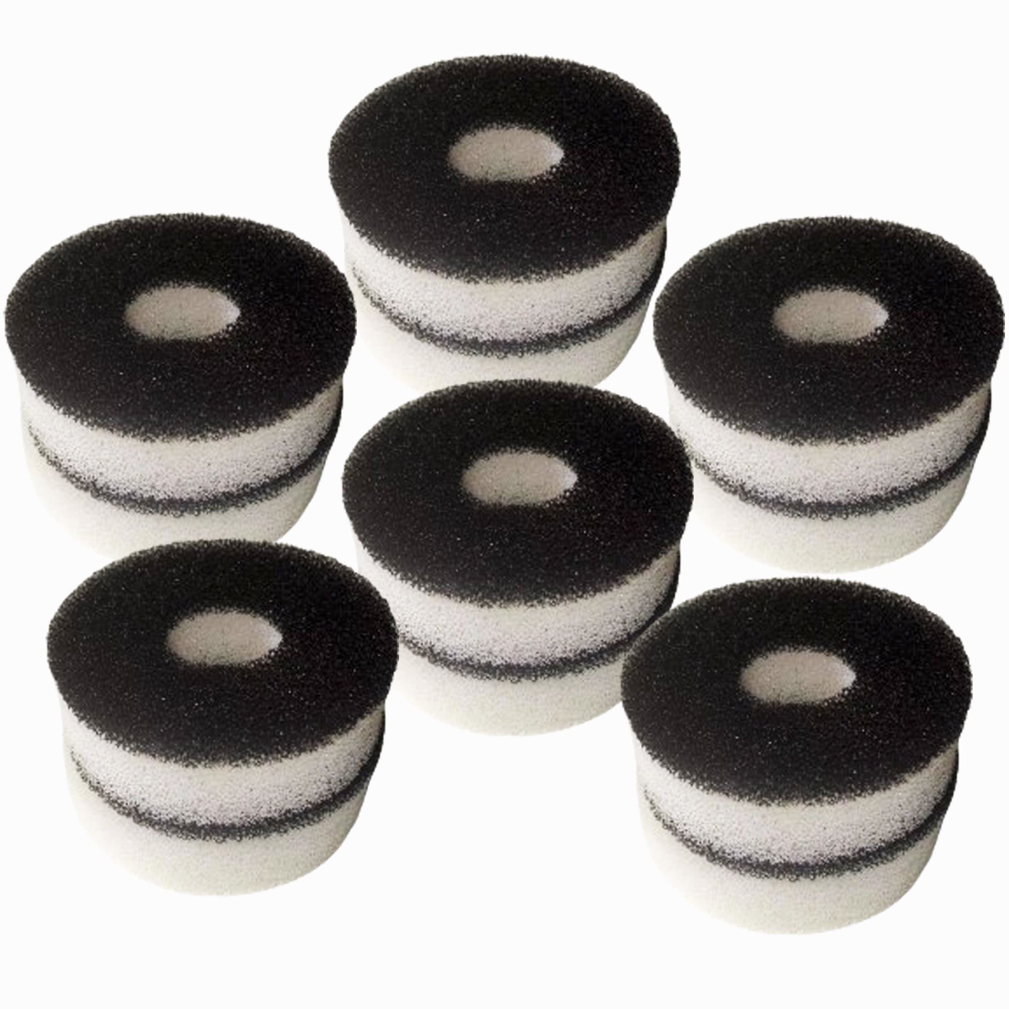 Qzbhct 8 Pcs Round Foam Filter Pads 8 Pcs Black Rings for Aquarium Bio Sponge Replacement Service Kit