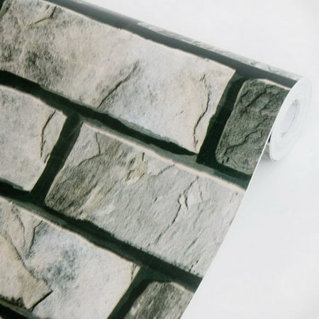 Stone Brick - Vinyl Self-Adhesive Wallpaper Prepasted Wall Decor (Best Way To Scrape Wallpaper)