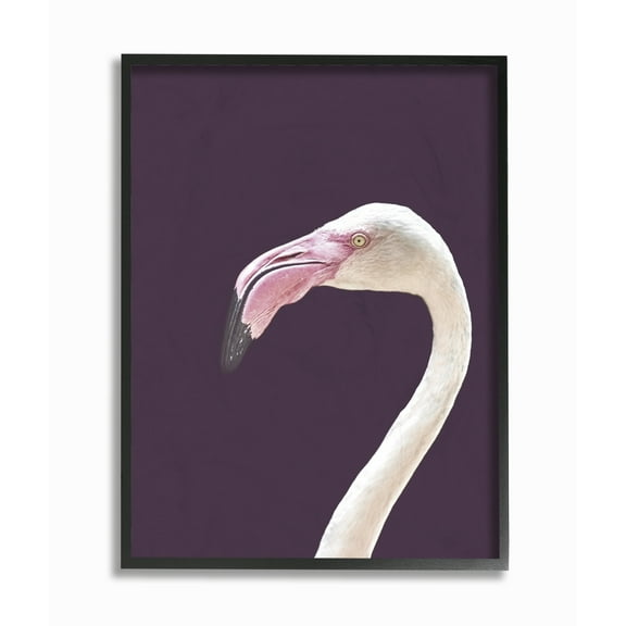 Stupell Industries Flamingo Pink Purple Portrait Design Framed Wall Art by Design Fabrikken