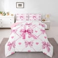 thumbnail image 3 of Manfei Pink Monogrammed K Queen Comforter Set for Teen, Cartoon Initial Letter Bedding Sets, Kawaii Love Heart Reversible Bedding Comforter Set, Lightweight Room Decor, 3pcs, 3 of 8