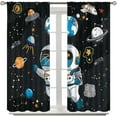 thumbnail image 2 of Cartoon Astronaut Blackout Curtains, Fun Cute Hand Painted Astronaut Star Planet Art Aesthetics Print Rod Pocket Window Treatments Drapes for Kidsroom Nursery Boys Bedroom 42" W X 54" L, 2 of 8
