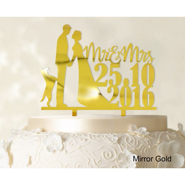 Personalized Mr And Mrs Wedding Cake Topper Dog Silhouette Custom Cake Topper Color Option Available 6-7 Inches Wide