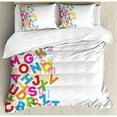 thumbnail image 3 of Colorful Home Decor Twin Size Duvet Cover Set, Alphabet Background with Letter Icons Words Literature Textured Fun Print, Decorative 2 Piece Bedding Set with 1 Pillow Sham, Multi, by Ambesonne, 3 of 3