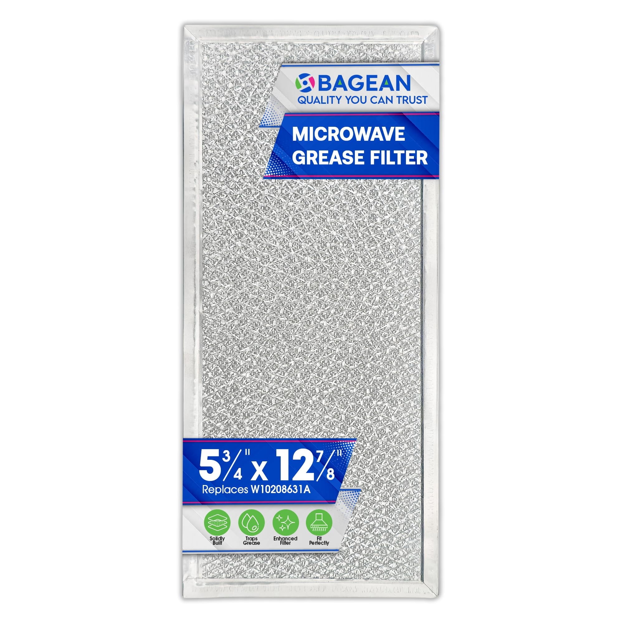 Microwave Filter Replacement 5.78" x 12.91" Fits W10208631A Whirlpool Microwave Filter - Aluminum Mesh Screen Grease Filter - Freshens and Filters Kitchen Air in Over the Range Oven Vent Fan (1-Pack)