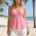 thumbnail image 2 of XIYON Womens Tank Tops Women’S Cool V Neck Sleeveless Solid Color Breathable Vest Hollow Open Back Tie Camisole Beach Vacation Clothes Classic, 2 of 5