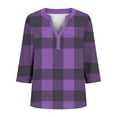 thumbnail image 6 of Plus Size Women's Casual Printed 3/4 Sleeve V-Neck Blouse Shirt Top Fashionable and Comfortable Loose Fit Tunic for Women | CSEONE,Dark Blue XL, 6 of 9
