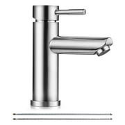 Vesteel Bathroom Faucet, 18/10 Stainless Steel Brushed Nickle Bathroom Sink Faucet Single Handle RV Lavatory Faucet for Sink 1 Hole, Hot & Cold Hoses Include