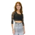 thumbnail image 5 of Vivian's Fashions Top - Lace Crop Top, 3/4 Sleeve, 5 of 5