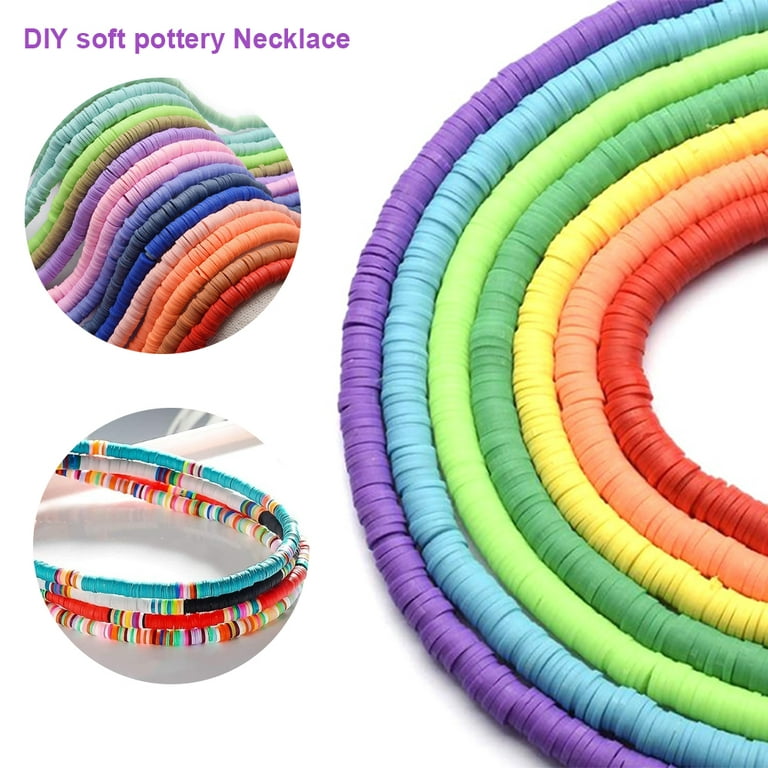 AUHOU 6550 Polymer Clay Beads Set 6 mm Flat Round Beeds Clay Beads Spacer  Colourful Beads Vinyl Discs Loose Beads for DIY Earring Bracelet Necklace  Craft Making - 28 Colours : 
