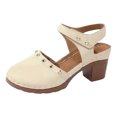 thumbnail image 5 of Rokment Women's Closed Toe Dressy Sandals Vintage Casual Studded Suede Ankle Strap Platform Chunky Block High Heels Clogs Mules Comfortable Orthotic Walking Dress Summer Shoes Beach White Size 7.5, 5 of 5