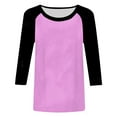 thumbnail image 5 of zaveiop Women's Color Block 3/4 Raglan Sleeves T-Shirt Loose Crew Neck Casual Tops Trendy Basic Pullover Casual Outfits 2025 (Light Purple, S), 5 of 6