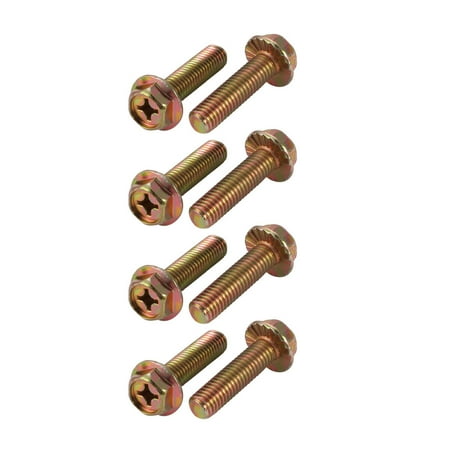 

Unique Bargains 8Pcs M8x30mm Yellow Zinc Plated Phillips Drive Serrated Flange Hex Head Bolt