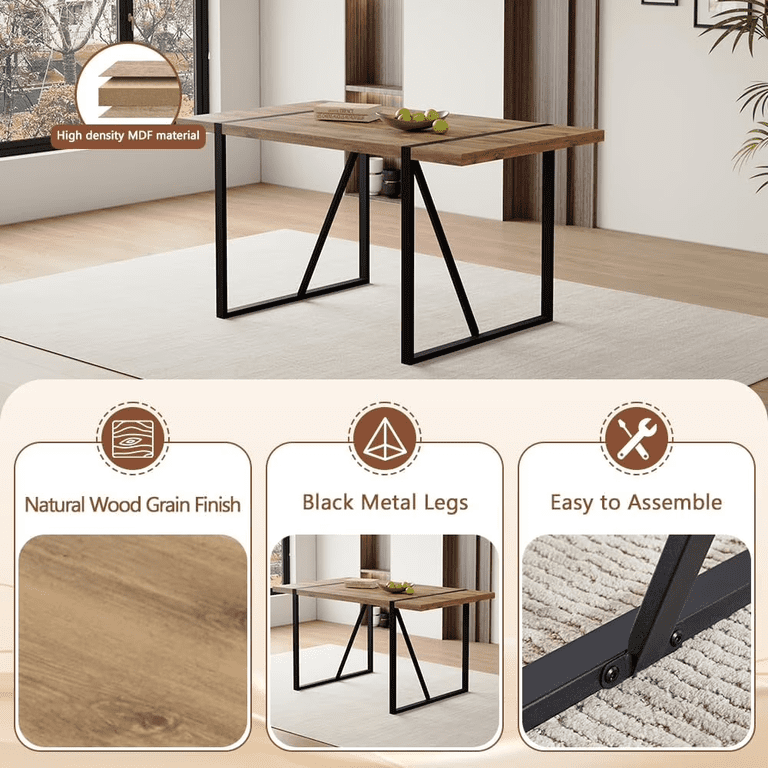 JUFU 7-Piece Dining Table Set for 6, Modern 55.1