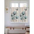 thumbnail image 5 of Turquoise Floral Tier Curtains 45 Inches Long, Spring Pastoral Flowers Butterfly Beige Window Treatment Curtain Drapes, Small Curtain Drapes for Bathroom Laundry Room, 27.5"x45", 2 Panels, 5 of 7