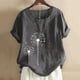 thumbnail image 2 of Blusa informal de cuello redondo para mujer, blusa suelta con estampado de manga corta Pompotops hfajkhk129148, 2 of 6