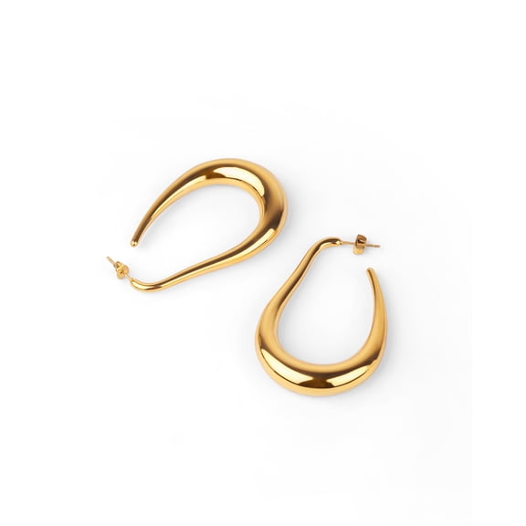 18K Gold Plated Long Hoop Earrings