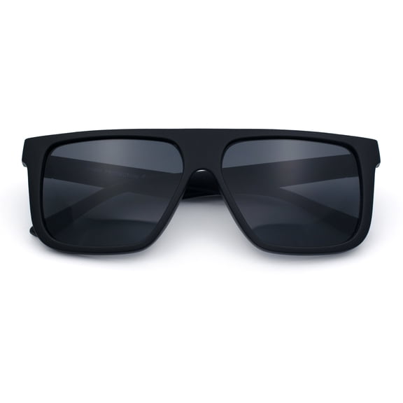 Kush Brush Logo Mens 90s Flat Top Horn Rim Plastic Urban Sunglasses [Matte Black - Black]
