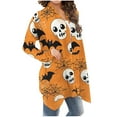 thumbnail image 6 of Kilaqueen Womens Fashion Halloween Long Sleeve Cardigan Fall Loose Fit Open Front Cardigan Pumpkin Print Medium Length Coat Outerwear, 6 of 6