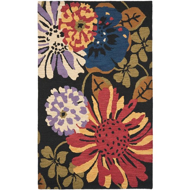 Safavieh Jardin 3' X 5' Hand Tufted Multicolored Wool Rug in Black
