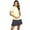 Butter, variant on IBKUL Adult Female Mock Neck Zip Short Sleeve Shirt Color: Navy, Size: S