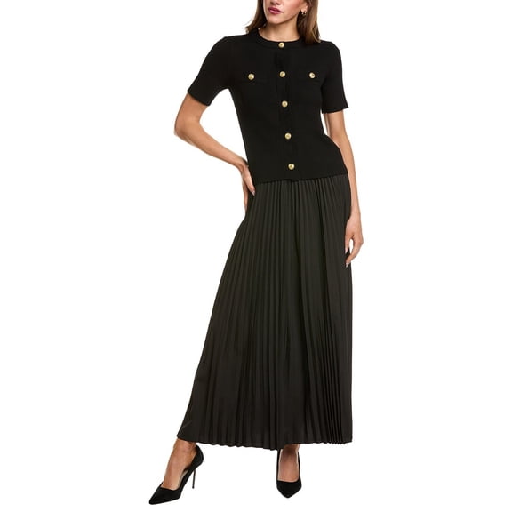 Beulah womens 2pc Top & Midi Skirt Set, s, Black