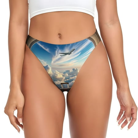 Sigee Sunset Airplane Travel View for Women s G-String Sexy  Low Rise  Soft Lace Perfect for Special Occasions-XX-Large