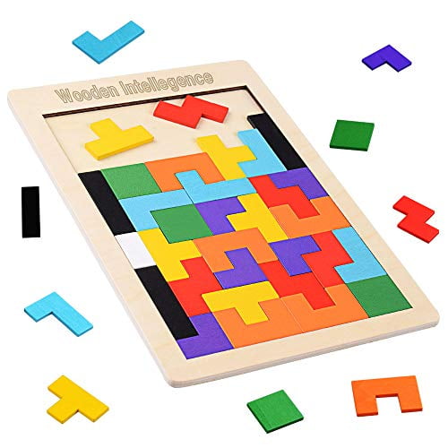 Wooden IQ Game Jigsaw Intelligent Tangram Brain Teaser Puzzles Baby Kid Toy Gift 