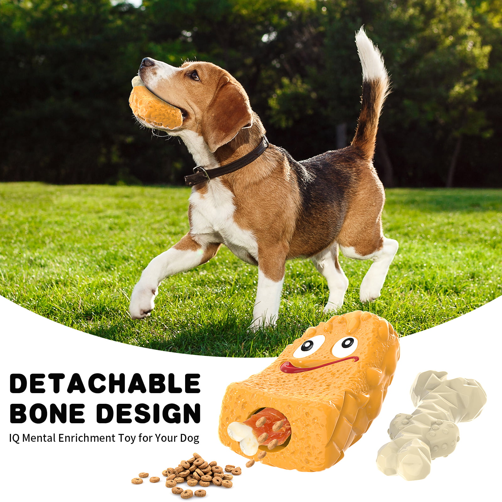 Indestructible Dog Toys Treat Dispensing - Super Tough Dog Toys for  Aggressive chewers Large Breed Durable Dog Toys IQ Training (Orange)