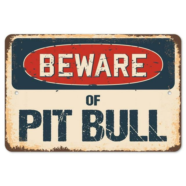 SignMission Z-812-BW-Pit Bull Rustic Plastic Sign - Beware of Pit Bull