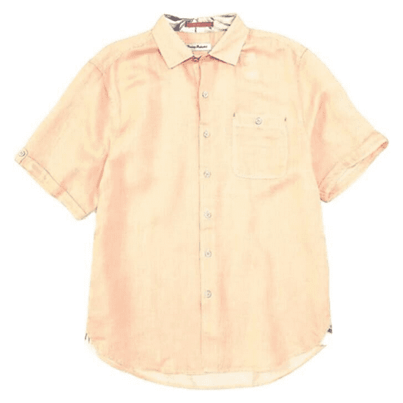$115 Tommy Bahama Men's, Line In The Sand Linen Short-Sleeve, Peach Parrot, L