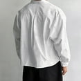 thumbnail image 3 of Men's Striped Crop Blouse Casual Button-Down Lapel Long-Sleeve Shirt Loose Fit Top, 3 of 7