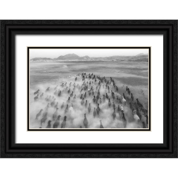 Aumitcanan 18x13 Black Ornate Wood Framed with Double Matting Museum Art Print Titled - Rush Hour