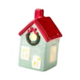 thumbnail image 2 of Casa de Navidad en miniatura de cerámica, decoración navideña, regalo coleccionable Casa Verde Claro, 2 of 9