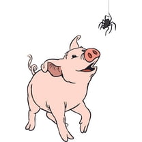 Vinyl Adhesive Kids Bedroom Living Room Children's Novel Charlotte's Web Decor Art Wilbur And Charlotte Wall Decal Design - 22" x 36" Removable Home Livestock Pig And Barn Spider Decoration Sticker