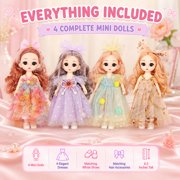4 PCS 6 Inch Small Princess Girl Mini Dolls fit for 3+ Year Old Little Girls Gift