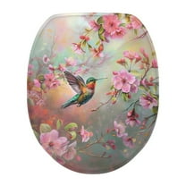 ZIATUBLE Flower Hummingbird Toilet Lids Covers Oval Toilet Lid Covers Resilient Toilet Lid Covers for Bathroom Decoraction Protective Toilet Seat Covers Lids Fits Most Toilet Lids