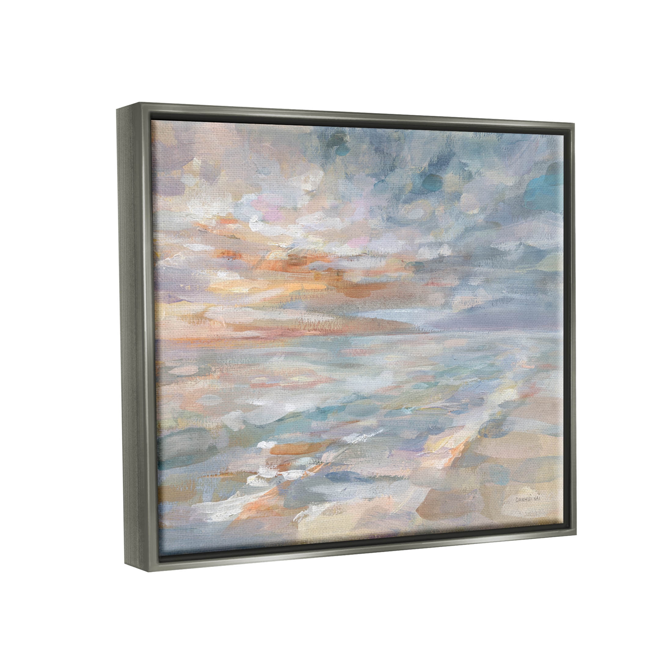 Stupell Industries Impressionist Horizon Sky Landscape Painting Luster Gray Floating Framed Canvas Print Wall Art, Design by Danhui Nai