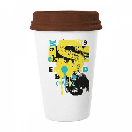 

Graffiti Street Yellow Black Woman Pattern Mug Coffee Drinking Glass Pottery Cerac Cup Lid