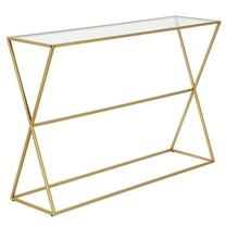 Evelyn&Zoe Sabrina 45" Wide Rectangular Console Table, Brass