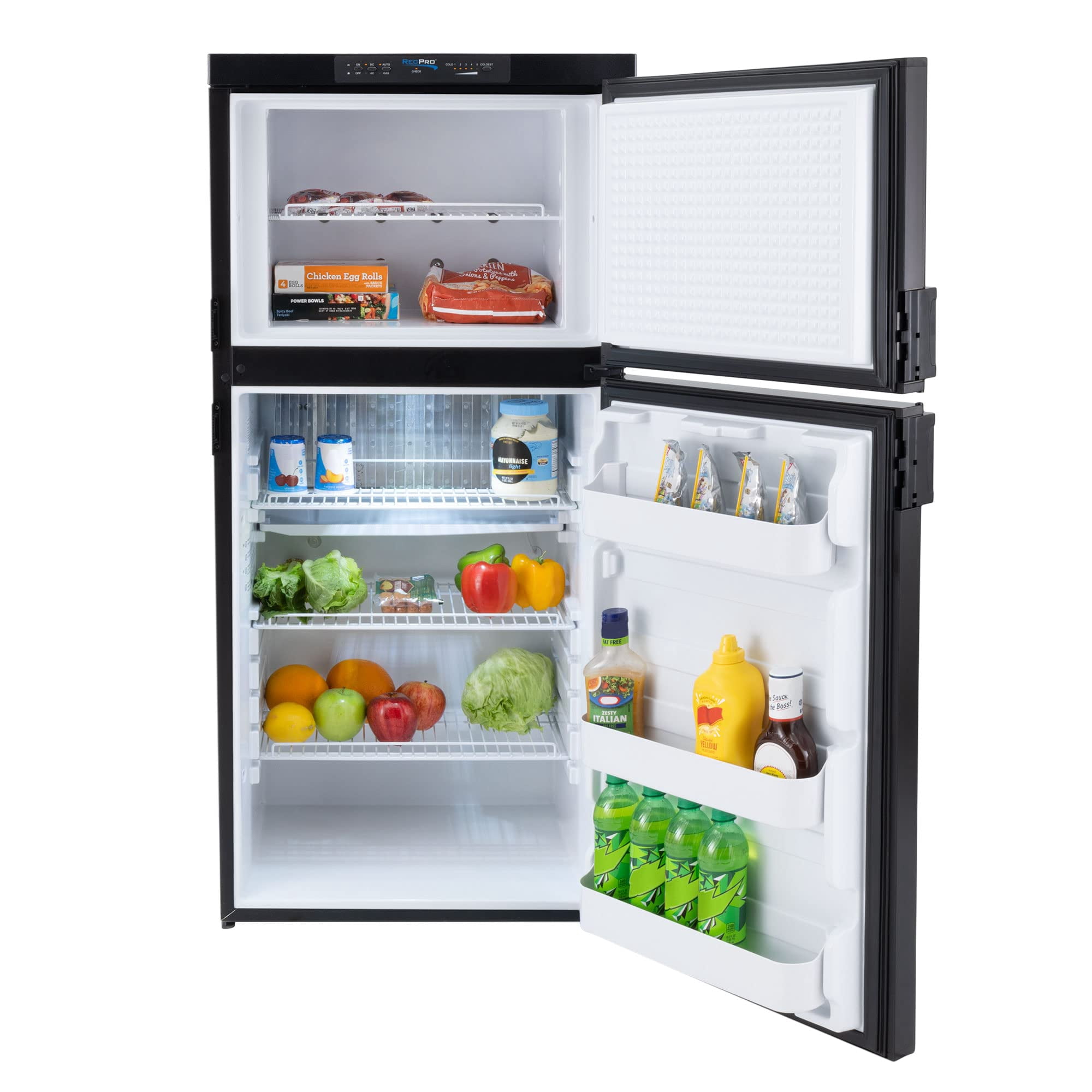 RecPro RV Refrigerator 6.3 Cubic Feet Gas and Electric | 110V / 12V / Propane Gas | Stainless Finish