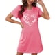 thumbnail image 1 of Camisón corto de mujer, vestido de largo medio con estampado de moda, camisón corto extragrande de mujer, camisón de manga corta con estampado de pecho a la moda, camisón de mujer, 1 of 6