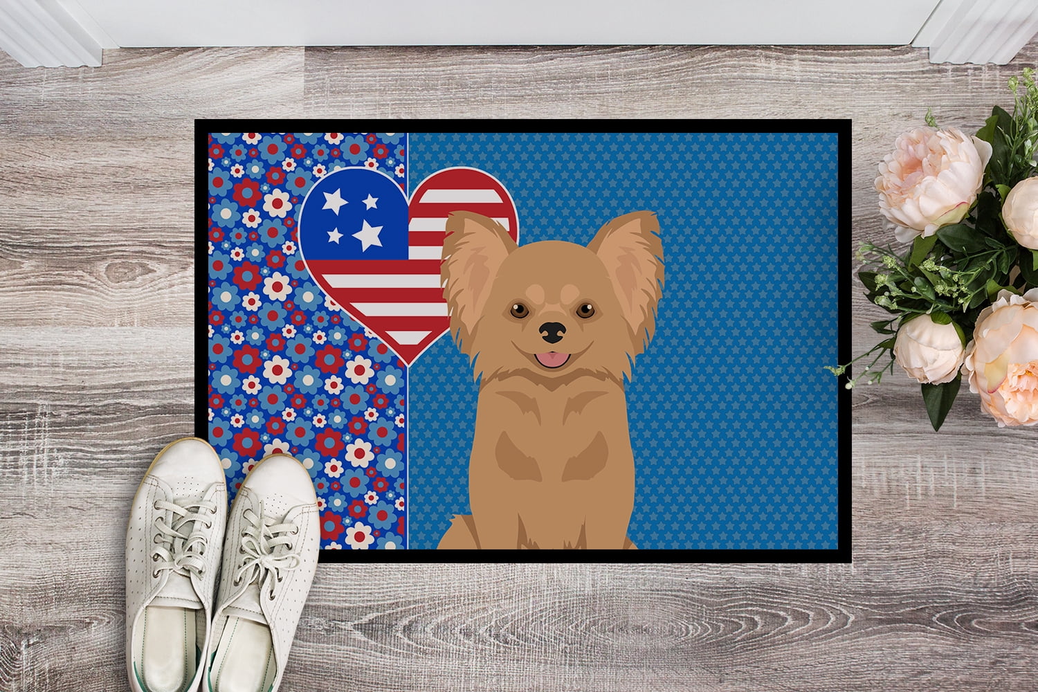 Longhaired Gold Chihuahua USA American Indoor or Outdoor Mat 24x36